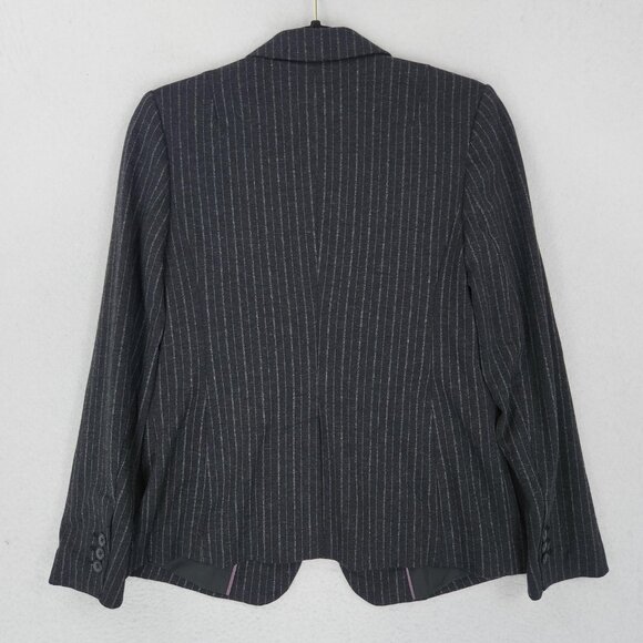 Banana Republic Jacket Womens 4P Gray Pinstripe Single Button Blazer Career - Picture 10 of 11